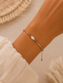 Multi Stone Siena Armband - Stainless Steel Goud