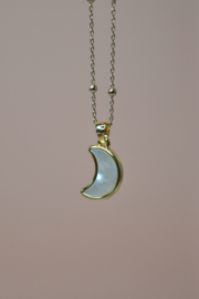 Parelmoer Maan Ketting - Gold Plated