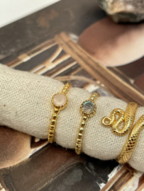 Rozenkwarts Beaded Ring - Gold Vermeil