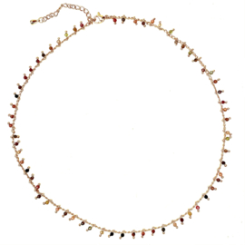 TOURMALINE BEADS NECKLACE GOLD PLATED