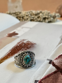 Turquoise  Boho Ring Sterling Silver