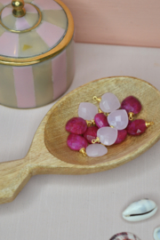 Rozenkwarts Hart Bedel - Gold Plated