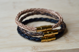 Kaveri Braid Leather Bracelet Vintage Dark Brown