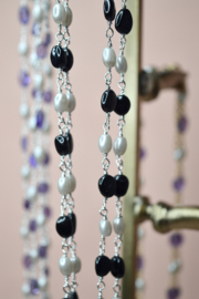 Parel en Onyx Amaya Ketting - Silver Plated