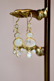 Thane Long Moonstone Earrings Gold Vermeil