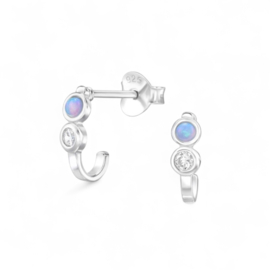 Opal & Zircon Studs Sterling Silver