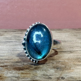 Oval Labradorite Ring Sterling Silver