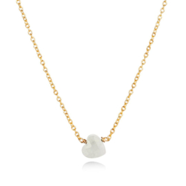 Moonstone Heart Necklace Gold Vermeil