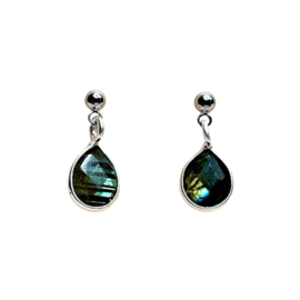 Labradorite Silver Plated Earstuds / Edelsteen Oorstekers