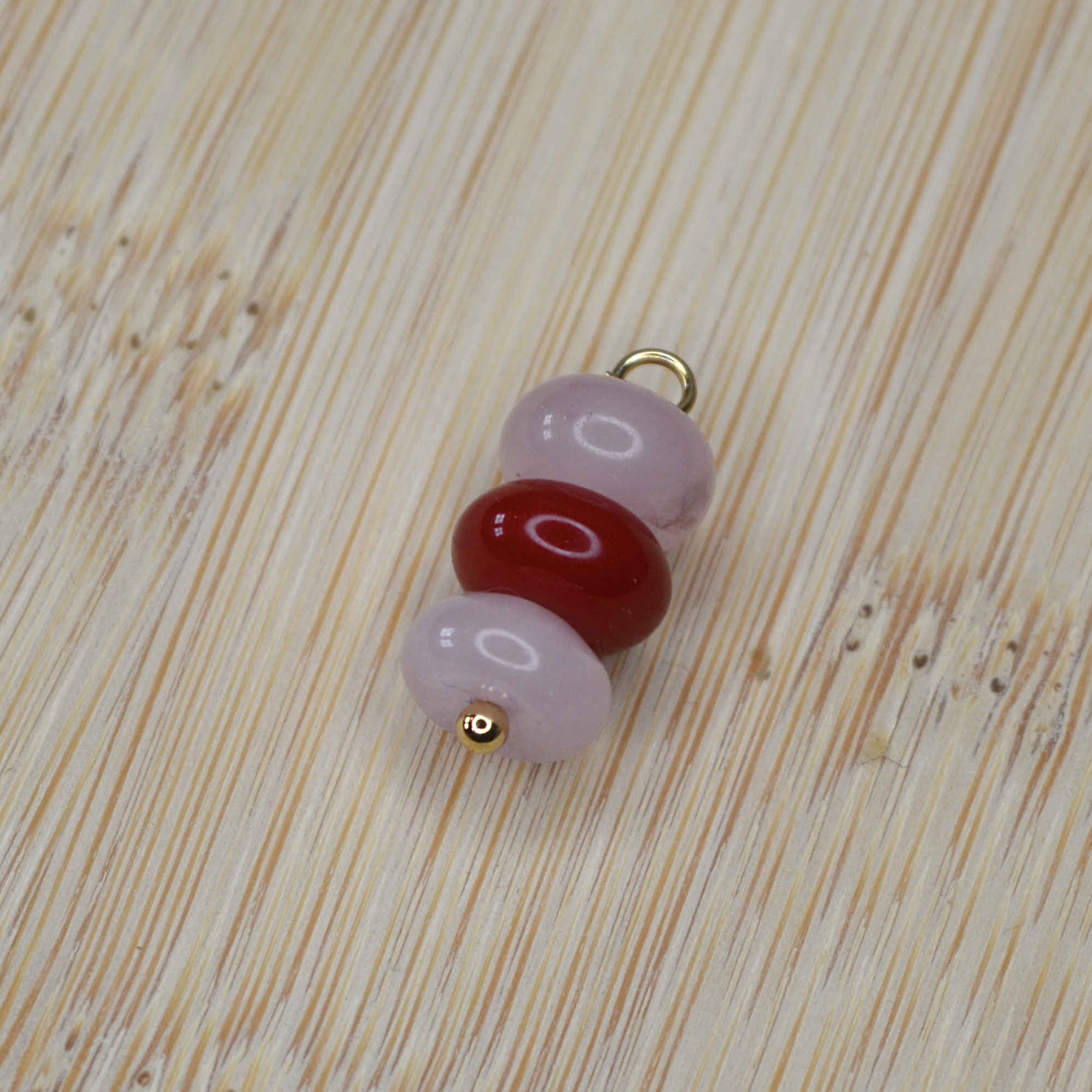 Jade 3-Stone Pendant Pink/ Red
