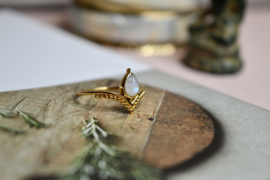 Moonstone Drop Chevron Ring Gold Vermeil