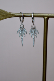 Feather Hoop Earrings - Zirconia - Sterling Silver Oorbellen