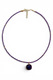 Amethist Luz Flor Ketting - Gold Vermeil