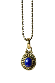Dotted Oval Gemstone Pendant Brass