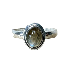 Oval Labradorite Ring Sterling Silver