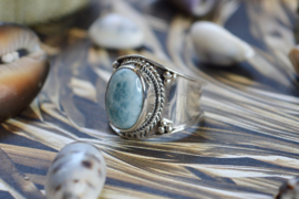 Tribal Larimar Ring Sterling Silver