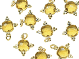 Dotted Square Citrien Hanger - Gold Plated