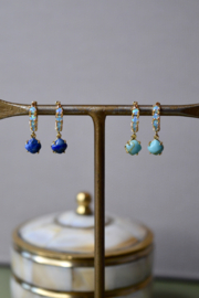 Blue Opal & Lapis Hoops Gold Plated