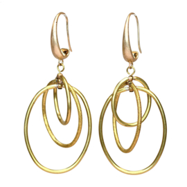 Triple Oval Earrings Brass