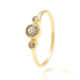 Labradorite 3-Stone Gold Vermeil Ring