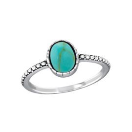 Oval Turquoise Ring Sterling Silver