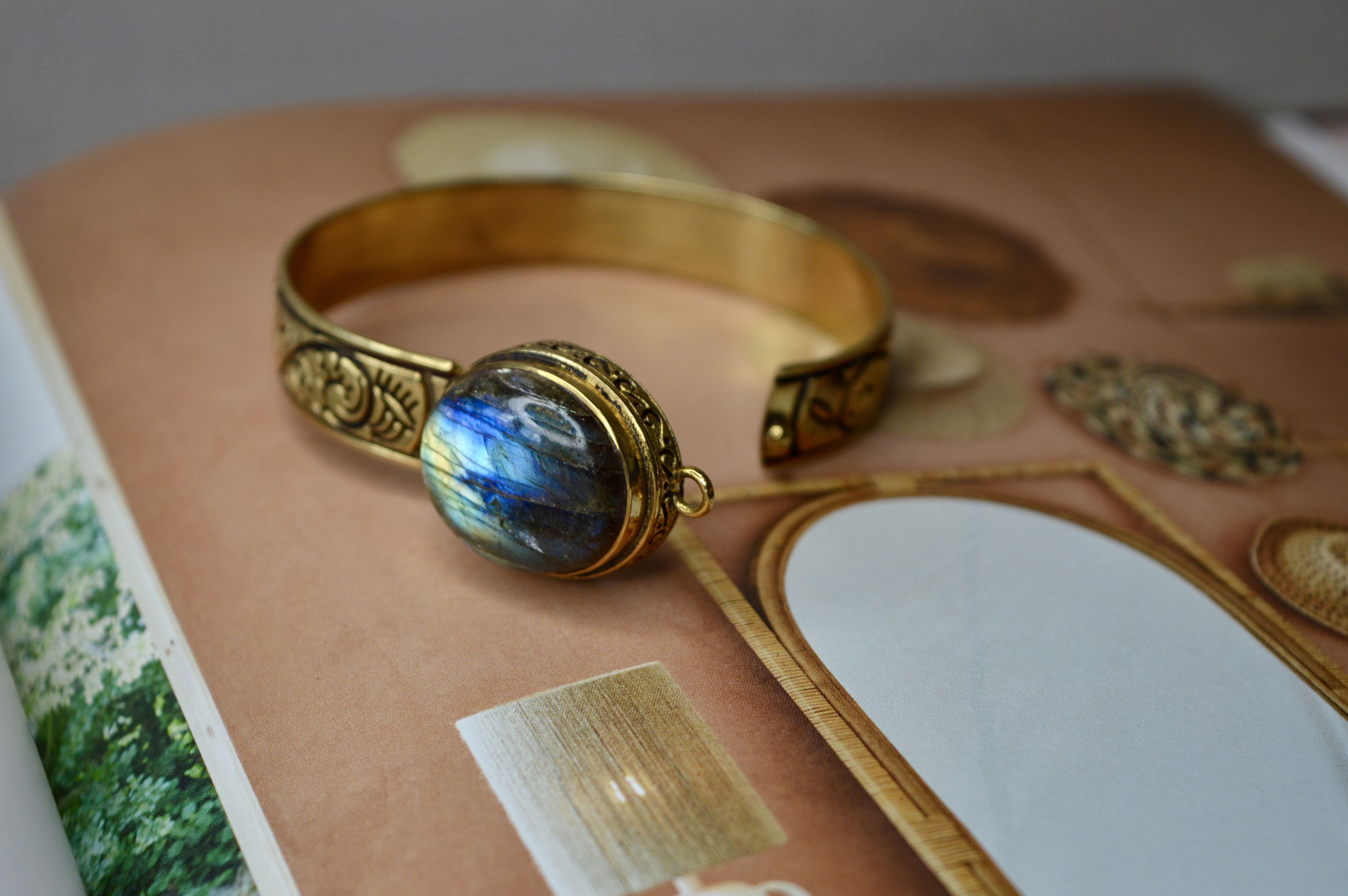 Large Labradorite Bangle Brass