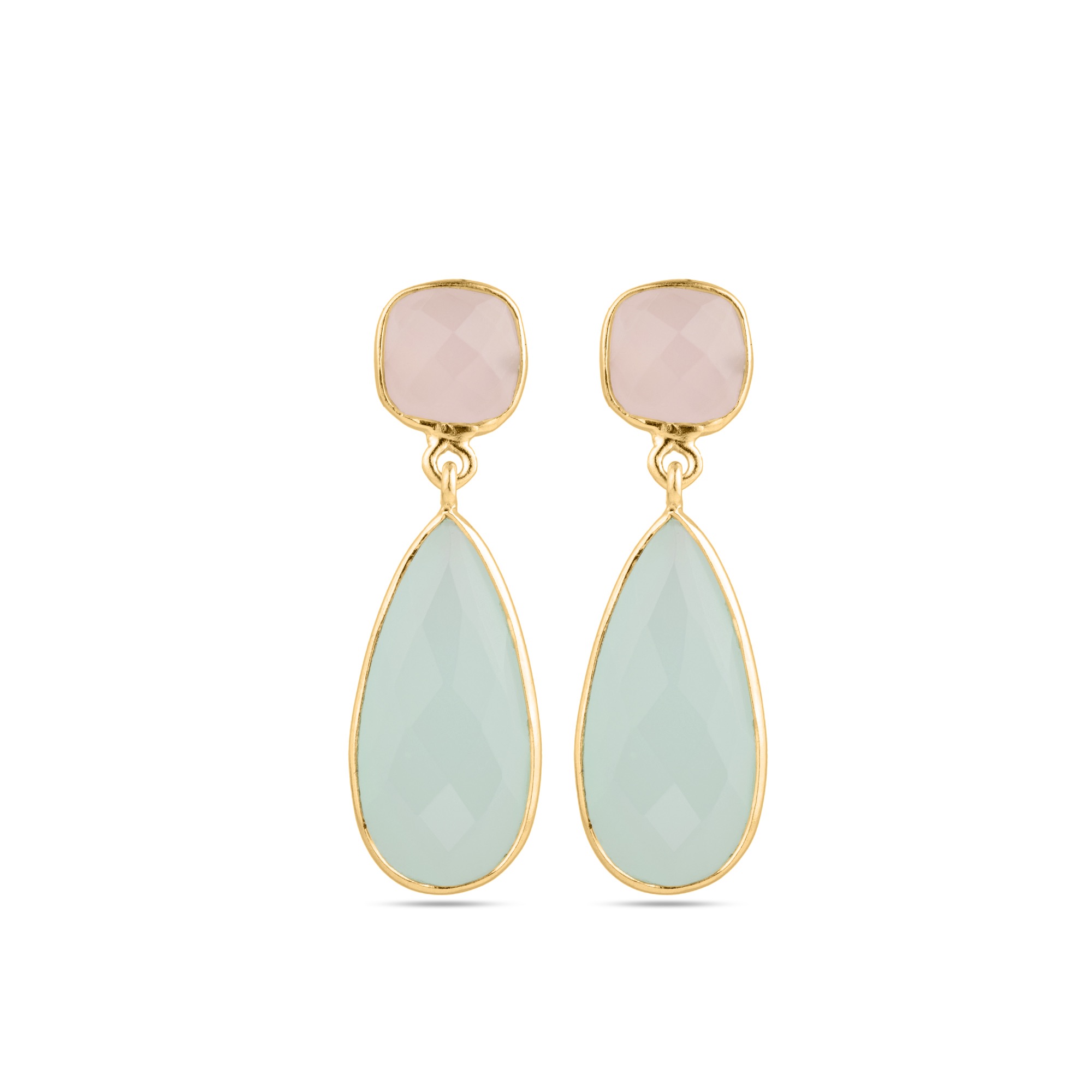 2-Stone Gemstone Gold Vermeil Earrings