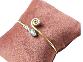 Tribal Brass & Labradorite Bangle