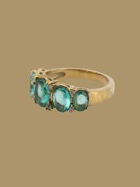 Ovaal Stenen Vintage Aqua Ring - ATLITW
