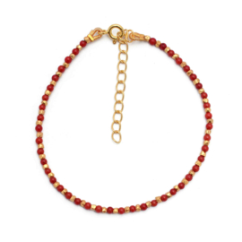 Coral Beaded Gold Vermeil Bracelet / Armband