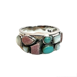 Pastel 9-Stone Ring Sterling Silver