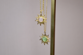 Rose Quartz Sun Necklace Gold Vermeil