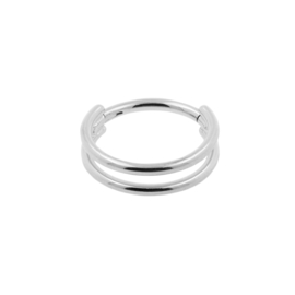 Dubbele Click Ring Piercing - Titanium Zilver