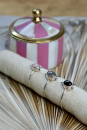 Triple Dotted Labradorite Ring Sterling Silver