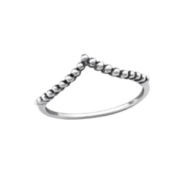Dotted Chevron Ring Sterling Silver