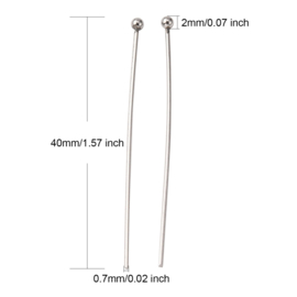 Kettelstaafjes RVS 40x0.7mm, ±16 st.