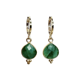 Emerald Gold Plated Earrings / Edelsteen Oorbellen
