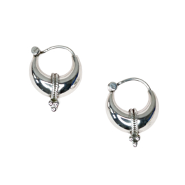 Dotted Stripe Hoops Sterling Silver