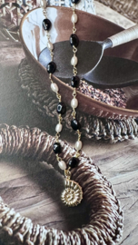 Parel en Onyx Amaya Ketting - Gold Plated