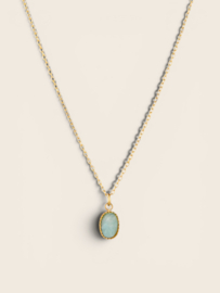 Amazonite Luna Necklace – Stainless Steel Gold