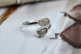 Labradorite 2-Stones Ring / Sterling Silver 18