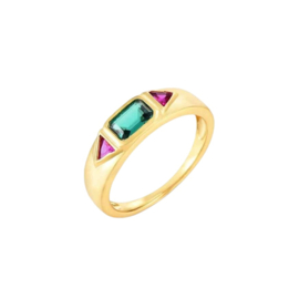 Suraj Multi Zircon Ring Gold Vermeil