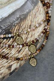Maifanite, Garnet & Brass Necklace