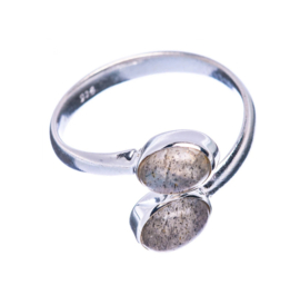 Labradorite 2-Stones Ring / Sterling Silver 18