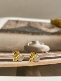 Rose Quartz 3-Dots Studs Gold Vermeil Oorstekers