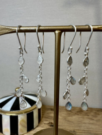 Moonstone Sterling Silver Chain Earrings / Edelsteen Oorbellen