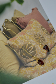Rocky Granaat Earchains - Gold Vermeil