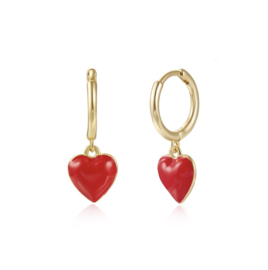 Red Heart Hoops Gold Vermeil Oorbellen