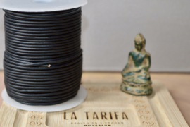 Rond Leer 2 mm Mat Zwart (per mtr)