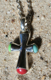 Round Cross Pendant Sterling Silver
